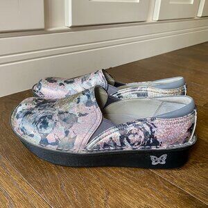 Alegria Debra in pink silver black florals like new women's shoes 37 US 7 7.5